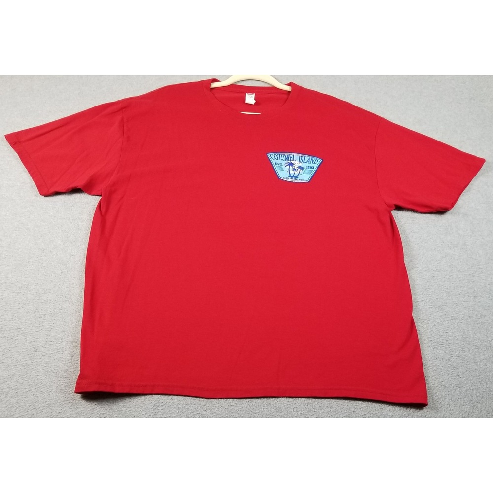 Cozumel Island T-Shirt Men's XL Red Blue Caribbean Souvenir Palm Tree Tee Travel